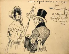 Fred Roe, All Good Wishes for 1924 from Fred Roe, ink on paper