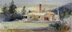 William Matthew Hodgkins, A View of the Hodgkins Family Home, Ravensbourne, Dunedin, Watercolour
