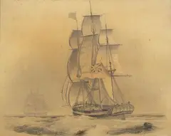 John Alexander Gilfillan, Off the Coast in Stormy Seas, graphite on paper