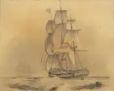 John Alexander Gilfillan, Off the Coast in Stormy Seas, graphite on paper