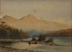 Thomas Selby Cousins, Lake Scene with Solitary Row Boat, watercolour