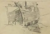 Petrus Van der Velden, Boat at Rest, pencil on paper, circa 1875