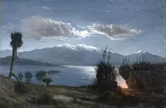N. W Barker, The Camp Fire, oil on board