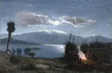 N. W Barker, The Camp Fire, oil on board