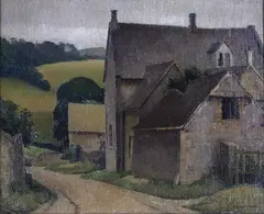 James Cook, English Village, oil on board, circa 1930