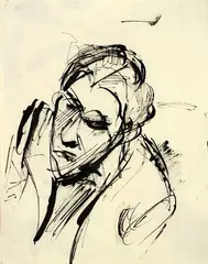 Portrait Study by Toss Woollaston, ink on paper, sold Sep 2007