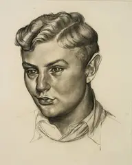 Christopher Perkins, Portrait of John Perkins, conte on paper, circa 1935