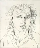 Jeffrey Harris, Self Portrait, etching, 6/10