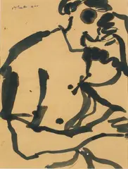 Figure Study by Philip Trusttum, ink on paper, sold Sep 2007