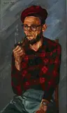 Desmond Wood, The Pipe Smoker, oil on board