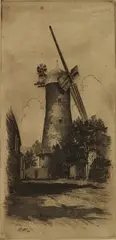 J. H Sydney, The Old Mill Auckland, etching