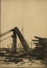 J.V Gulliver, Old Customs House, Auckland Waterfront, etching, 13/30
