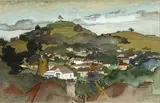 Alfred Cook, One Tree Hill and Cornwall Park, watercolour