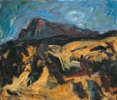 Toss Woollaston, View from Upper Moutere, oil on board, c. 1973