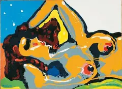 Yellow Model by Pat Hanly, enamel on board, sold Jun 2007