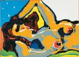 Yellow Model by Pat Hanly, enamel on board, sold Jun 2007