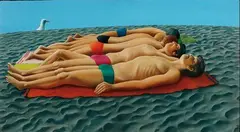 Michael Smither, Boys on the Beach, oil on board