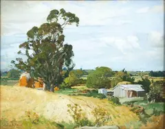 Archibald Nicoll, Cadell's Shed, oil on board