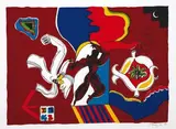 Pat Hanly, Untitled - Figure and Dove, screenprint, 86/101