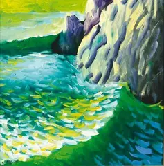 Michael Smither, Island Side and Waves, oil on board