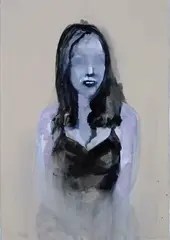 Séraphine Pick, Woman in a Black Dress, watercolour and gouache on paper