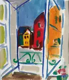 Dorothy Waters, From the Hotel Comogli, watercolour
