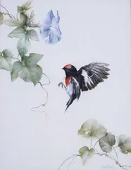 Brent Harvey, Study of a Robin, watercolour, ink and bodycolour on paper