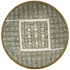 Steven Scholefield, earthenware dish, gold and white surfaced, high fired earthenware dish, impressed with Schoon's stamps