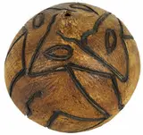 Gloria Fletcher Thancoupie, Mosquito Man, hand built oxide pigmented, sgrafitto chiseled, spherical stoneware pot