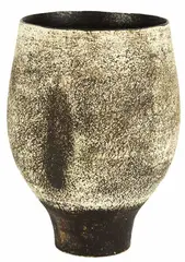 Hans Cooper, porcelain beaker vase, oxide pigmented earthenware with snakeskin texture and fluted walls. Restored