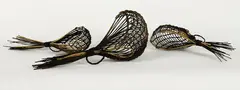 three garlic baskets by Ruth Castle, dyed and natural cane, sold May 2007