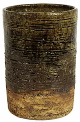 stoneware cylinder by Len Castle, ash overglazed, iron underglazed, sold May 2007