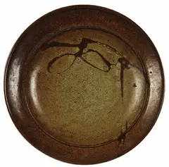 stoneware bowl by Len Castle, wax resistant pattern, sold May 2007