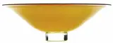 Hoglund Glass, yellow glass bowl on clear glass foot, etched Hoglund NZ and dated 1995