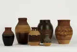 Arthur Rhodes for Crown Lynn, six various baluster and ovoid vases, partially glazed, unglazed and pigmented