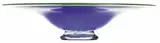Hoglund Glass, blue glass bowl on clear glass foot, etched Hoglund NZ and dated 1996