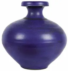 large thrown stoneware vase by Graeme Storm, cornflower blue matt barium glazed, sold May 2007