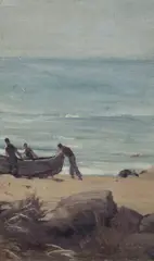 Lance Solomon, Fishermen, Oil on Canvas