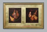 Margaret Woodward, Pears (Beurre Bosc), 1984, Oil on Canvas (Diptych)