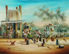 Max Mannix, A Close Finish For Second And Third, Oil on Canvas on Board