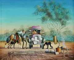 Max Mannix, The People You Meet on the Road, Oil on Canvas on Board