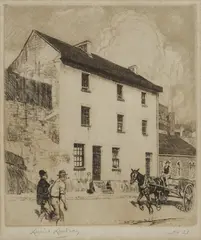 Officers' Quarters, Kent Street by Lionel Lindsay, 1912, Etching 21/50, sold Jul 2026