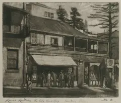 The Old Print Shop, Hunter Street by Lionel Lindsay, 1910, Etching with Aquatint 3/30, sold Jul 2026