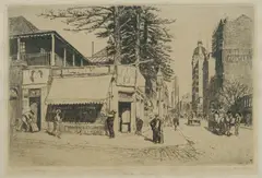 Bowden's Corner, Castlereagh Street by Lionel Lindsay, 1925, Etching Proof E/25, sold Jul 2026