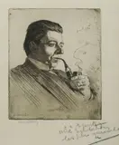 Lionel Lindsay, Portrait of Christopher Brennan, 1914, Etching