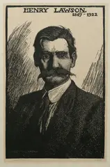 Henry Lawson 1867-1922 by Lionel Lindsay, 1922, Woodcut 26/200, sold Jul 2026