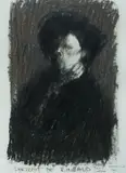 Margaret Woodward, Portrait de Rimbaud (d'apres Fantin-Latour), 1995, Oil Stick & Mixed Media on Paper