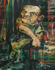 Victor Rubin, Portrait - Wine Connoisseur, 2008, Oil on Canvas Board