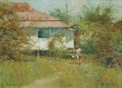 Dale Marsh, A Walk in the Yard, 1985, Oil on Canvas on Board