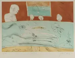 John Olsen, Lucio's, 2003, Etching & Aquatint 27/60